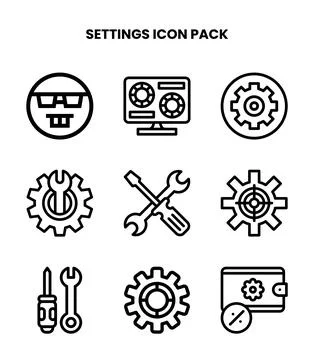 Settings Line Design Icons Pack Illustrazione stock