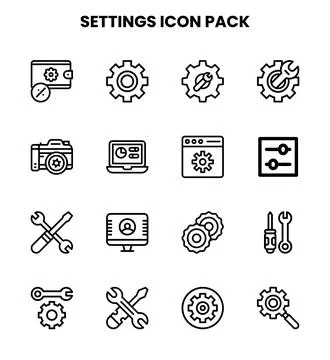 Settings Line Graphics Icons Pack Illustrazione stock