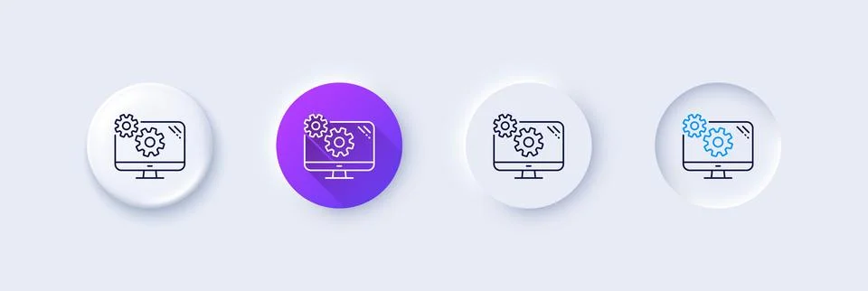 Settings line icon. Cogwheel engineering tool sign. Line icons. Vector Stock Illustration