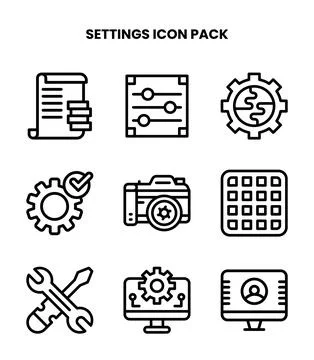 Settings Line Icons Pack Stock Illustration