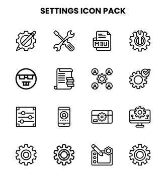 Settings Line Vector Icons Pack Illustrazione stock
