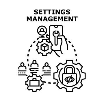 Settings management optimizing business administration and privacy control Stock Illustration