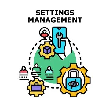 Settings management optimizing business administration and privacy control Stock Illustration