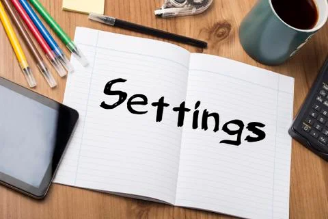 Settings - Note Pad With Text Stock Photos