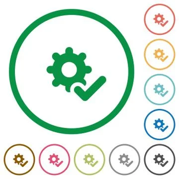 Settings ok outlined flat icons Illustrazione stock
