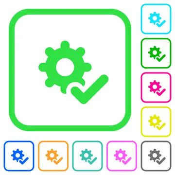 Settings ok vivid colored flat icons icons Illustrazione stock