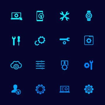 Settings, options icons set with gears, vector Stock-Illustration