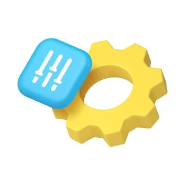 Settings panel option configuration productivity optimization 3d icon reali.. Stock Illustration