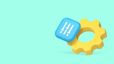 Settings panel option configuration productivity optimization copy space bann Stock Illustration