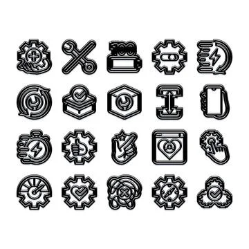 Settings, preferences, and optimization glyph icons Stock Illustration