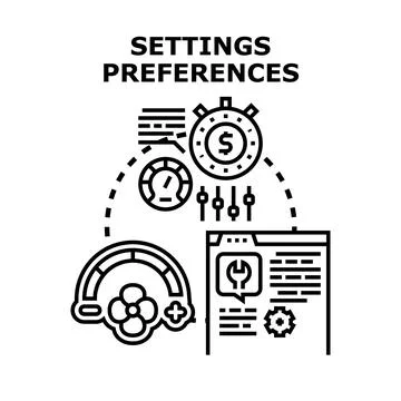 Settings preferences concept, adjusting system options with controls Stock Illustration