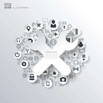 Settings, repair icon. Flat abstract background with web icons. Interface イラスト素材