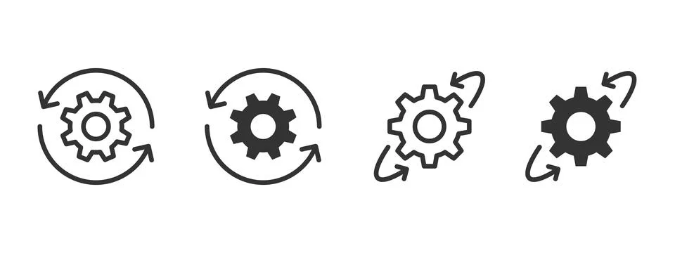 Settings reset icon. Gear with circular arrows settings refresh vector illu.. Stock Illustration