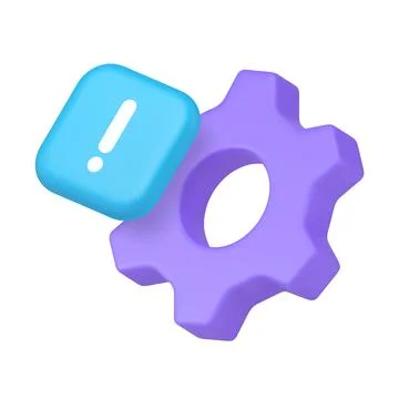 Settings setup option customization configuration warning attention 3d icon r Stock Illustration