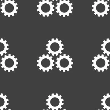 Settings Sign web icon. flat design. Seamless gray pattern. Illustrazione stock