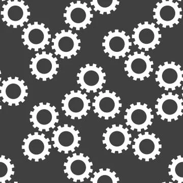 Settings Sign web icon. flat design. Seamless gray pattern. Stock Illustration