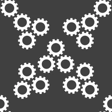 Settings Sign web icon. flat design. Seamless gray pattern. Illustrazione stock