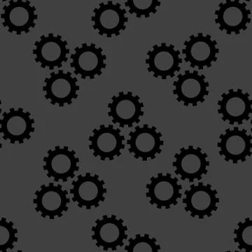 Settings Sign web icon. flat design. Seamless gray pattern. Illustrazione stock