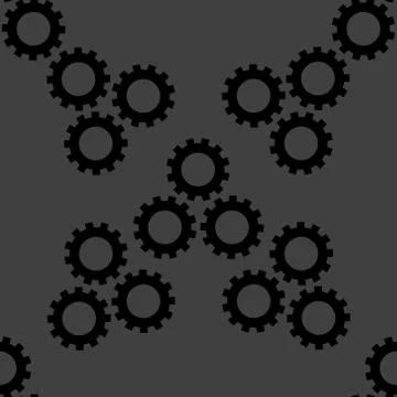 Settings Sign web icon. flat design. Seamless gray pattern. Stock Illustration