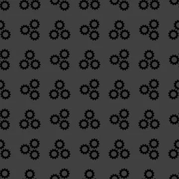 Settings Sign web icon. flat design. Seamless gray pattern. Stock Illustration