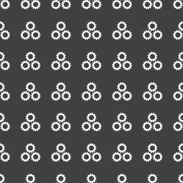 Settings Sign web icon. flat design. Seamless gray pattern. Illustrazione stock