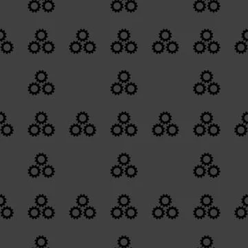 Settings Sign web icon. flat design. Seamless gray pattern. Stock Illustration