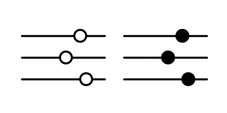 Settings sliders icon black vector isolated on white Stock Illustration