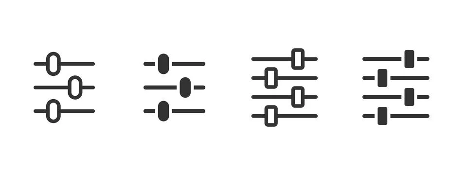 Settings sliders icon. Horizontal control bars for sound, equalizer, and cu.. イラスト素材