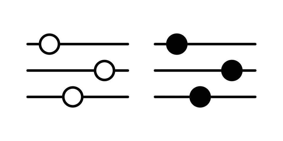 Settings sliders icon modern style vectors set Illustrazione stock