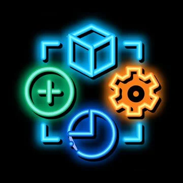 Settings software neon glow icon illustration Stock Illustration