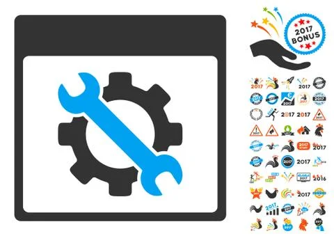 Settings Tools Calendar Page Flat Vector Icon With Bonus Stock Illustration