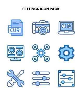 Settings Two Colour Collection Icons Pack 스톡 일러스트