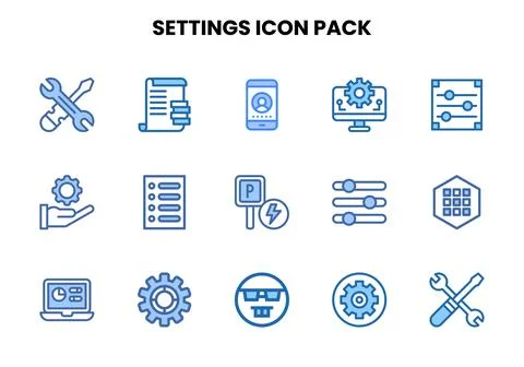 Settings Two Colour Scalable Icons Pack Stock Illustration