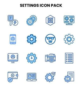Settings Two Colour Set Icons Pack Stock Illustration