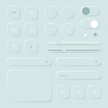 Settings User Interface. Light Isolated Buttons for Smartphone Display Stock Illustration