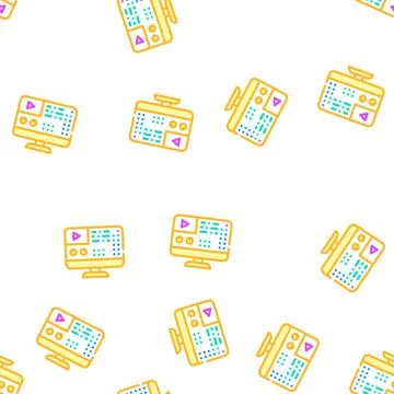 Settings video conference call vector seamless pattern Stock Illustration