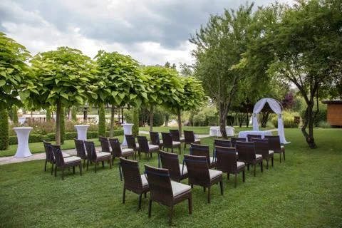 Settings for a wedding in the garden Foto stock