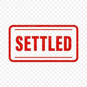Settled Stamp, Red Rectangular Rubber Stamp with Settled Text, Vector Illustr Stock-Illustration