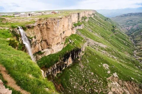 A settlement on the edge of a cliff. Stock Photos
