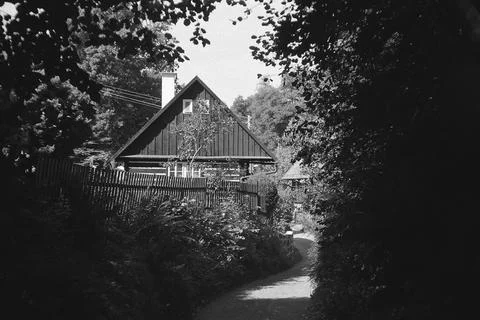 Settlement Karba u Ceska Lipa 9th September 2023 on analogue photo Stock Photos