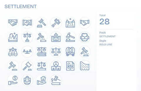 Settlement Modern Vector Collection with 28 Bold Line 128x128 Display Perfe.. Stock Illustration