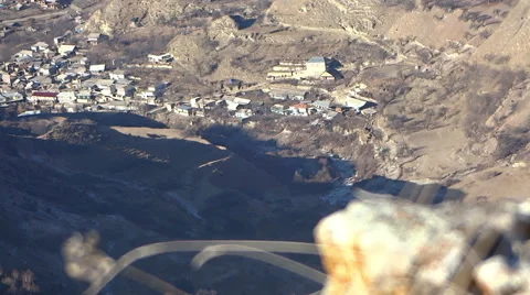 Settlement in the mountains. Caucasus Mountains. Stock Footage 50881652