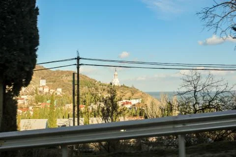 Settlement in the mountains. Stock Photos