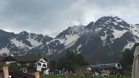 Settlement in the mountains at the top Stock Footage 204003241