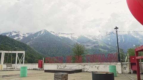 Settlement in the mountains at the top Stock Footage 204003349