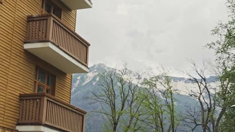 Settlement in the mountains at the top Stock Footage 204003390