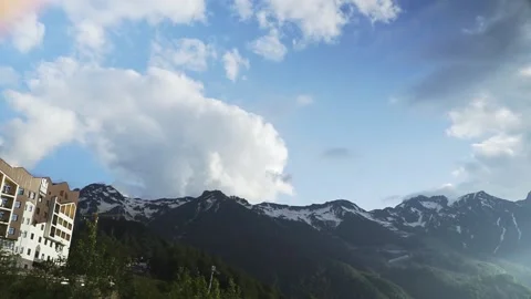 Settlement in the mountains at the top Stock Footage 204003439