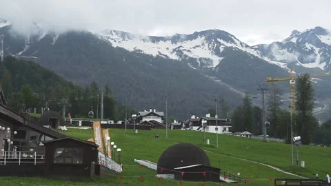 Settlement in the mountains at the top Stock Footage 204003808