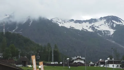 Settlement in the mountains at the top Stock Footage 204003929