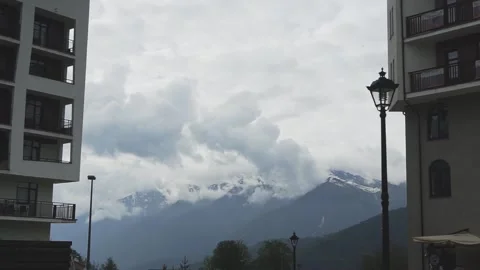 Settlement in the mountains at the top Stock Footage 204004133